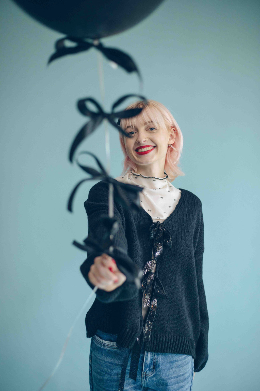 TIE FRONT CARDIGAN - BLACK