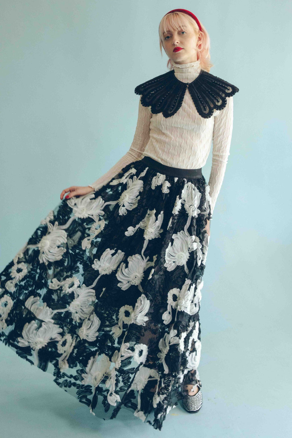 3D FLORAL APPLIQUĖ SKIRT