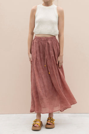 PRINTED VOILE SKIRT - ROSE