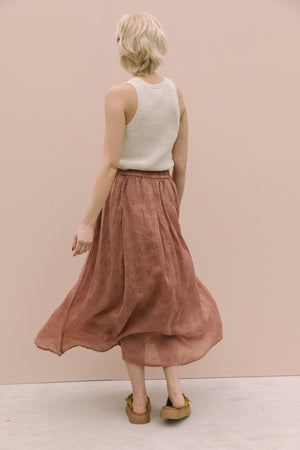 PRINTED VOILE SKIRT - ROSE