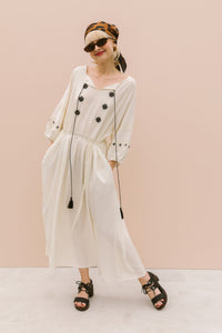 EMBROIDERED VISCOSE MIDI DRESS