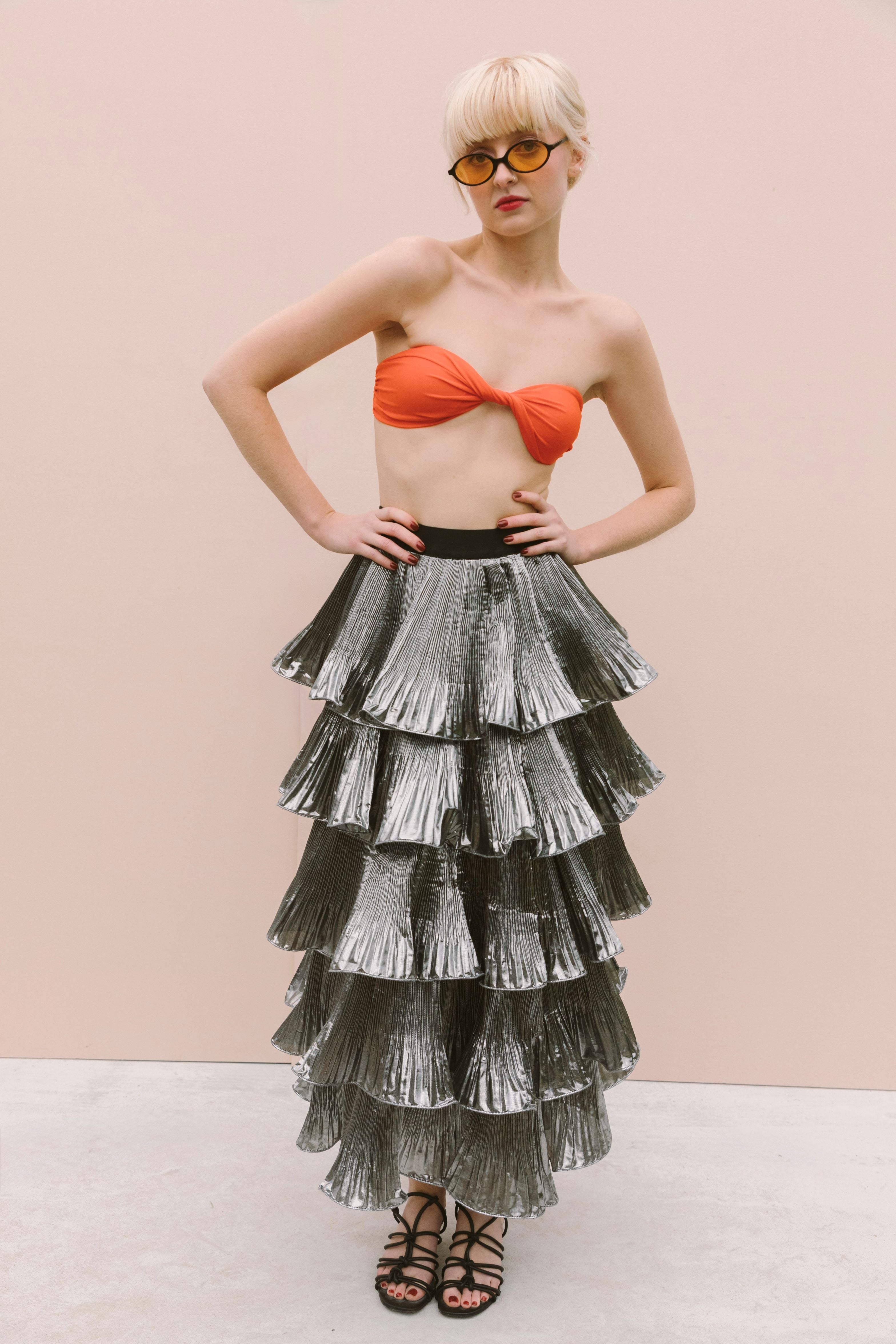 METALLIC RUFFLE SKIRT