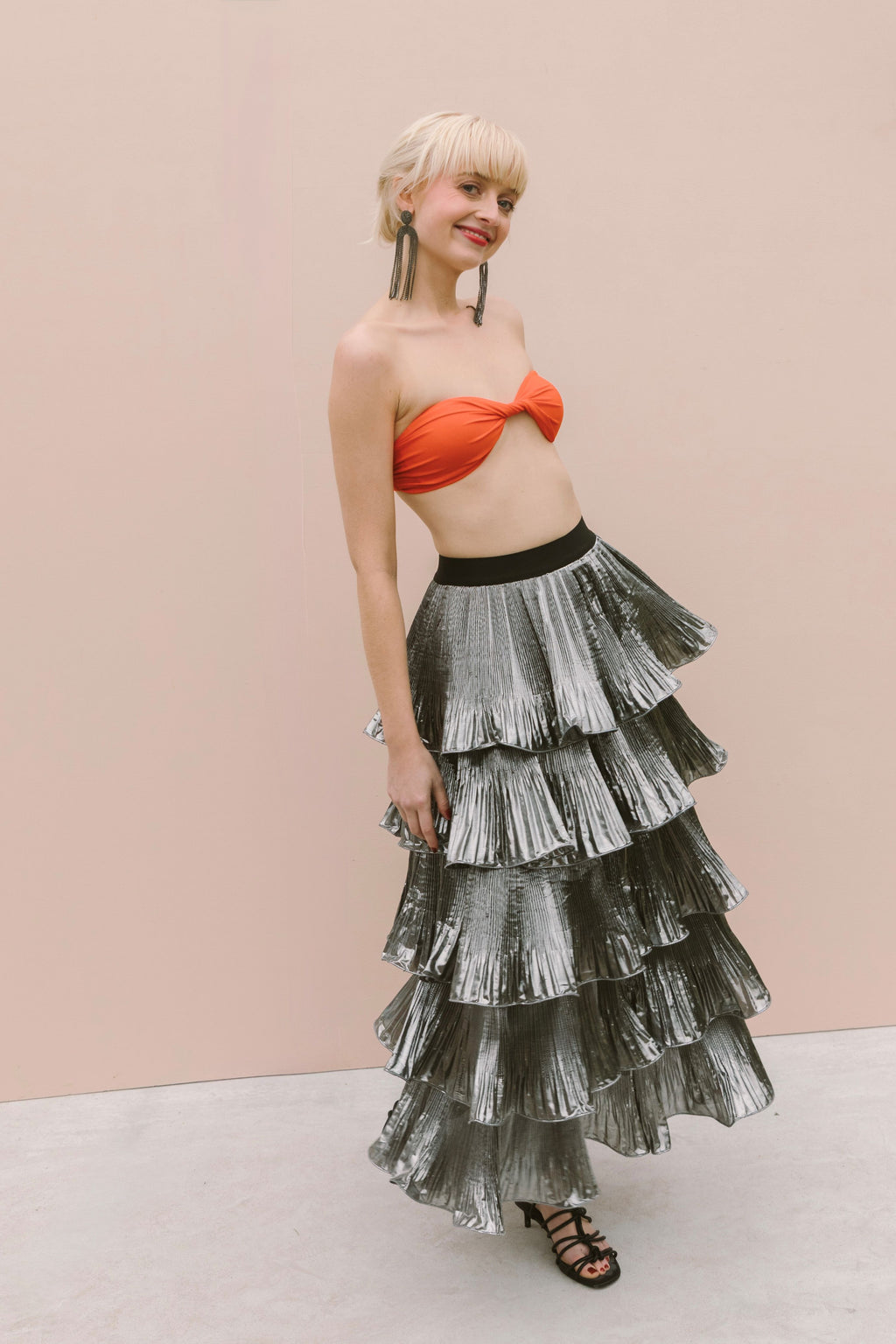 METALLIC RUFFLE SKIRT