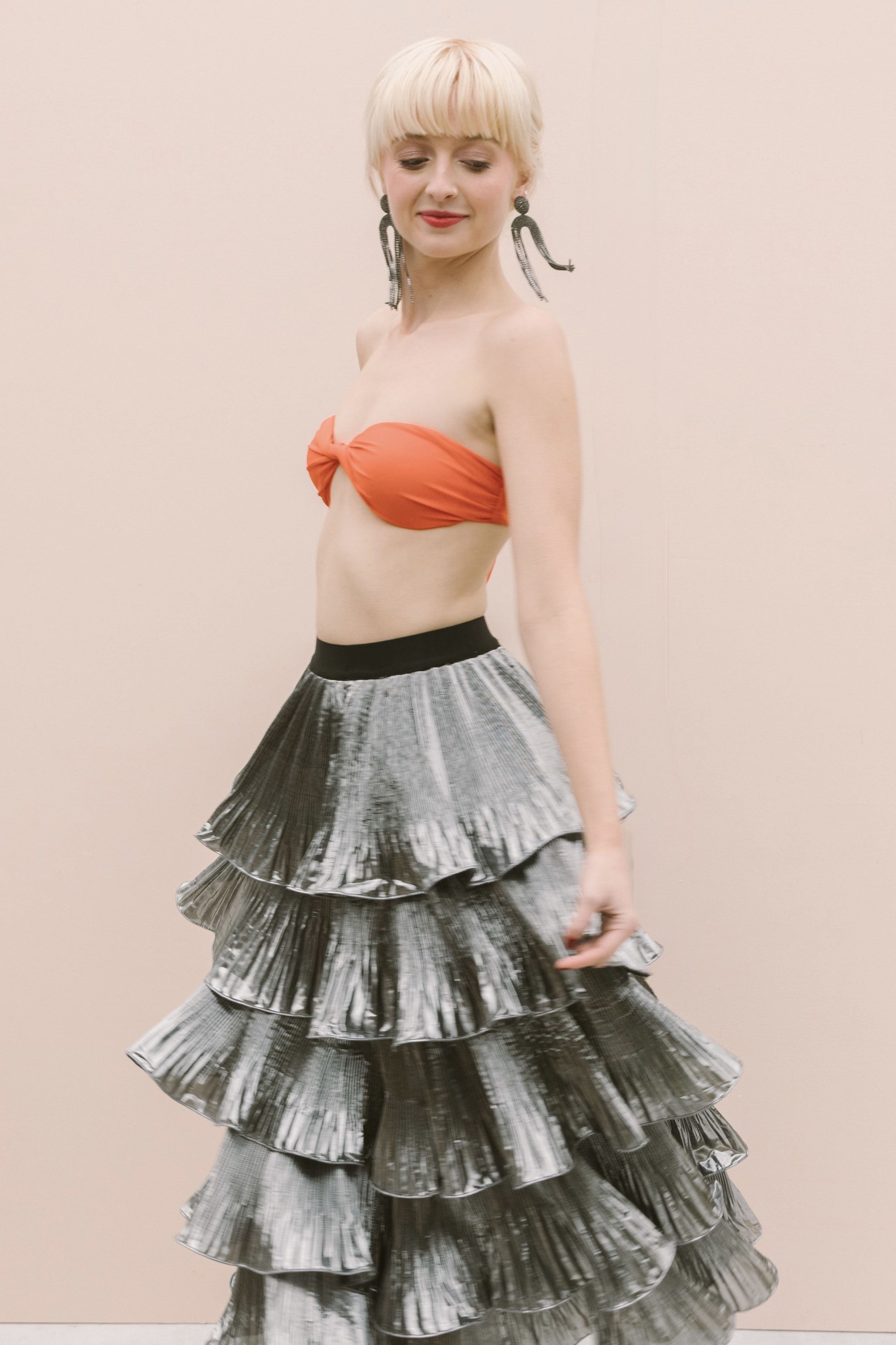 METALLIC RUFFLE SKIRT