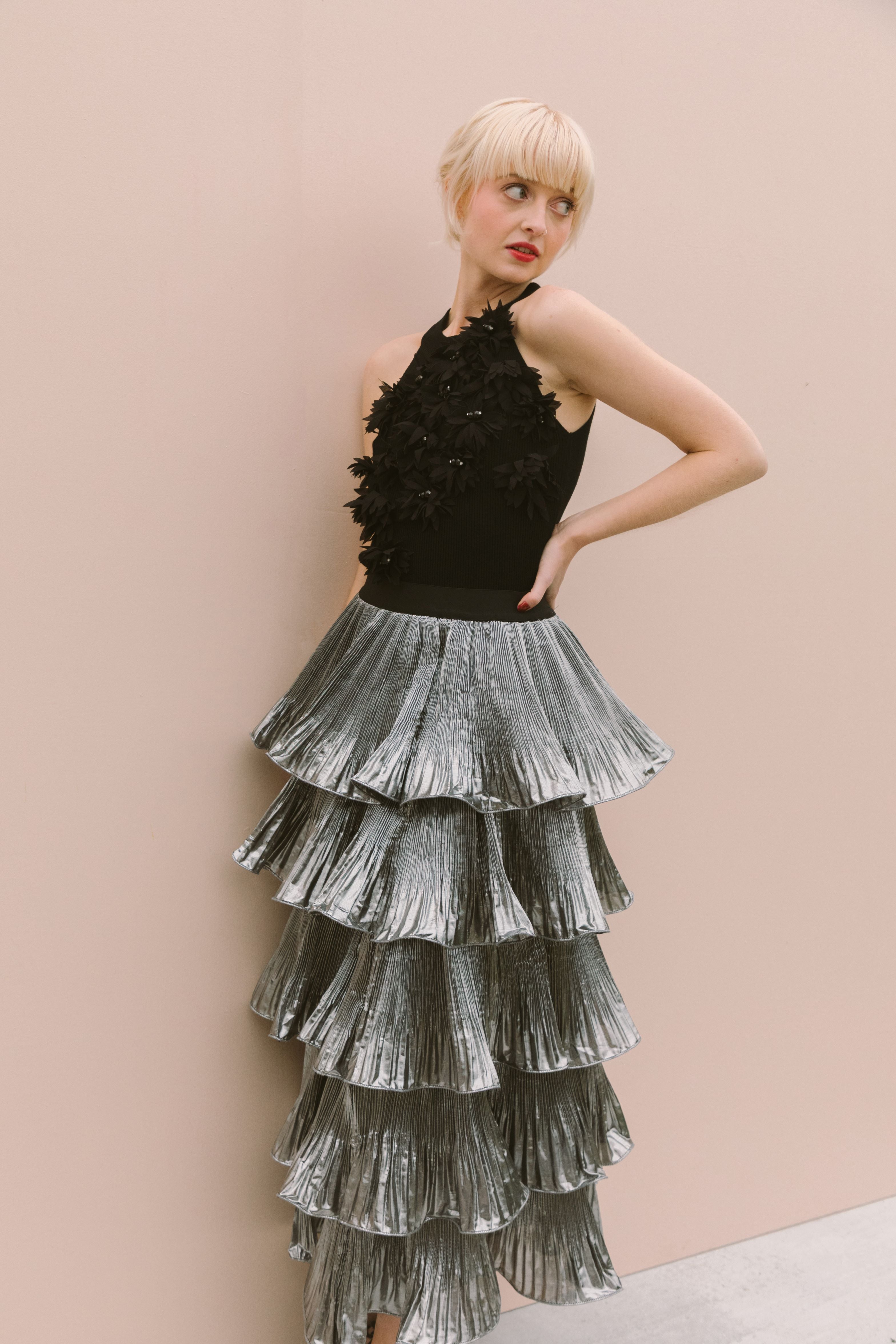 METALLIC RUFFLE SKIRT