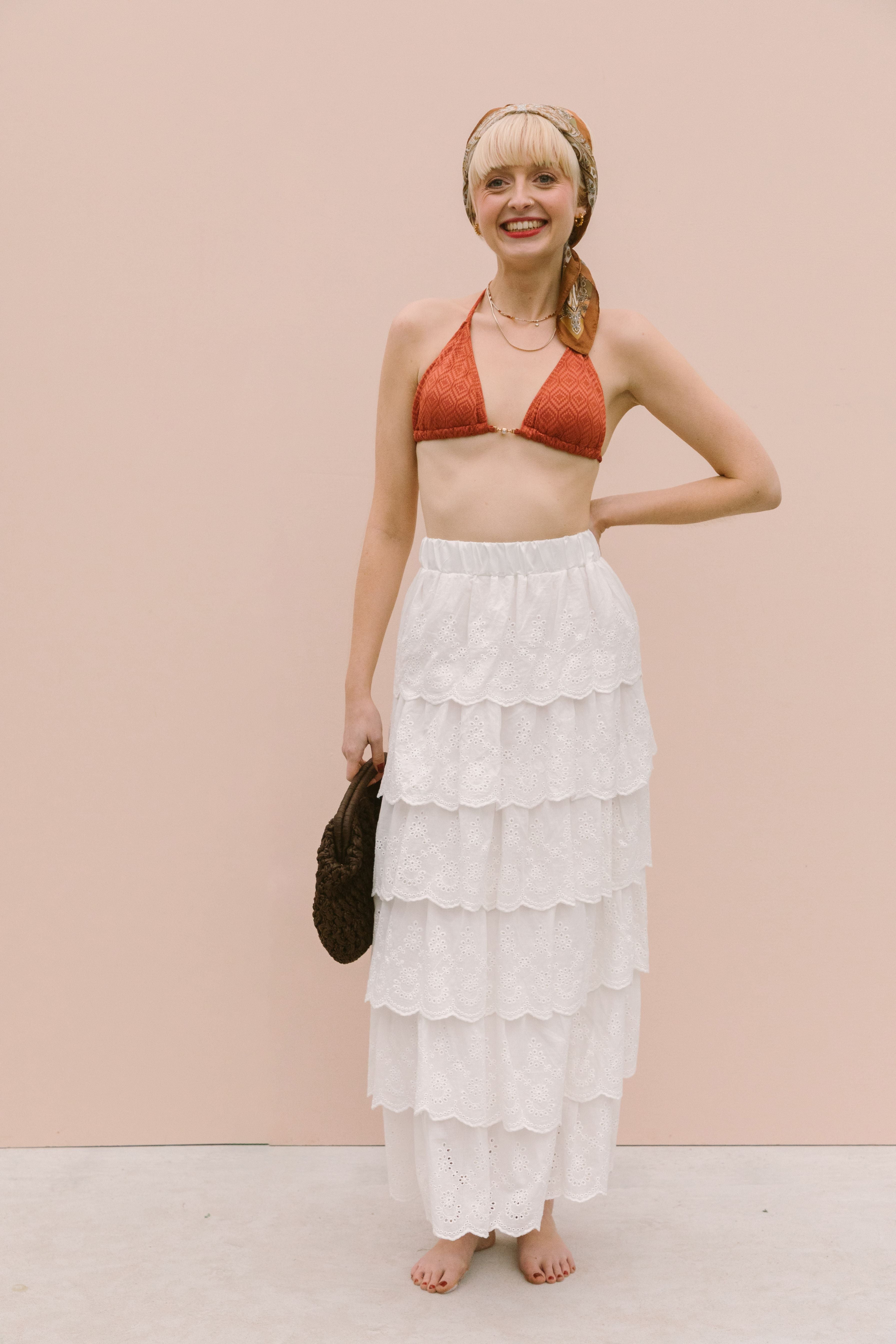 RUFFLED BRODERIE SKIRT