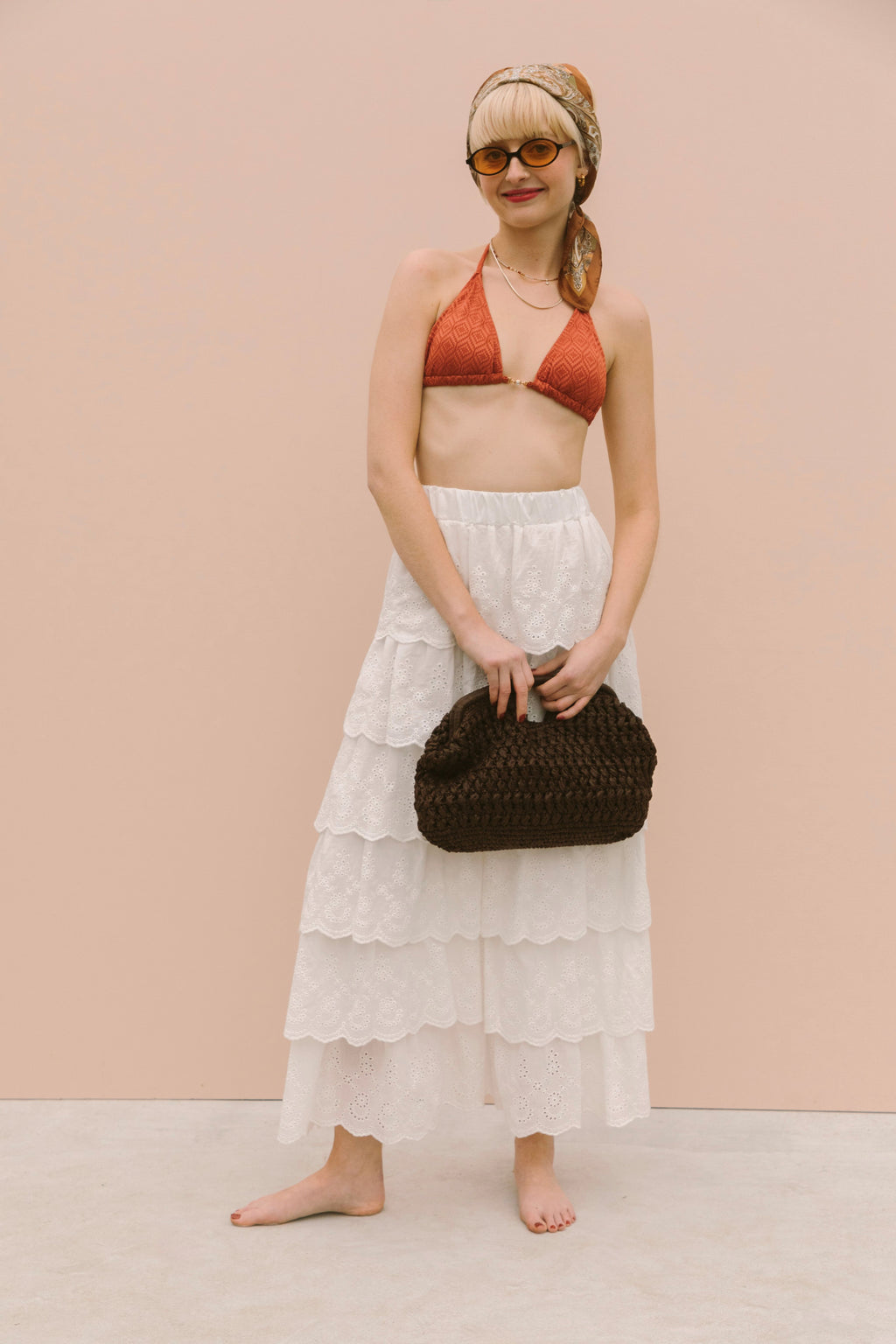 RUFFLED BRODERIE SKIRT