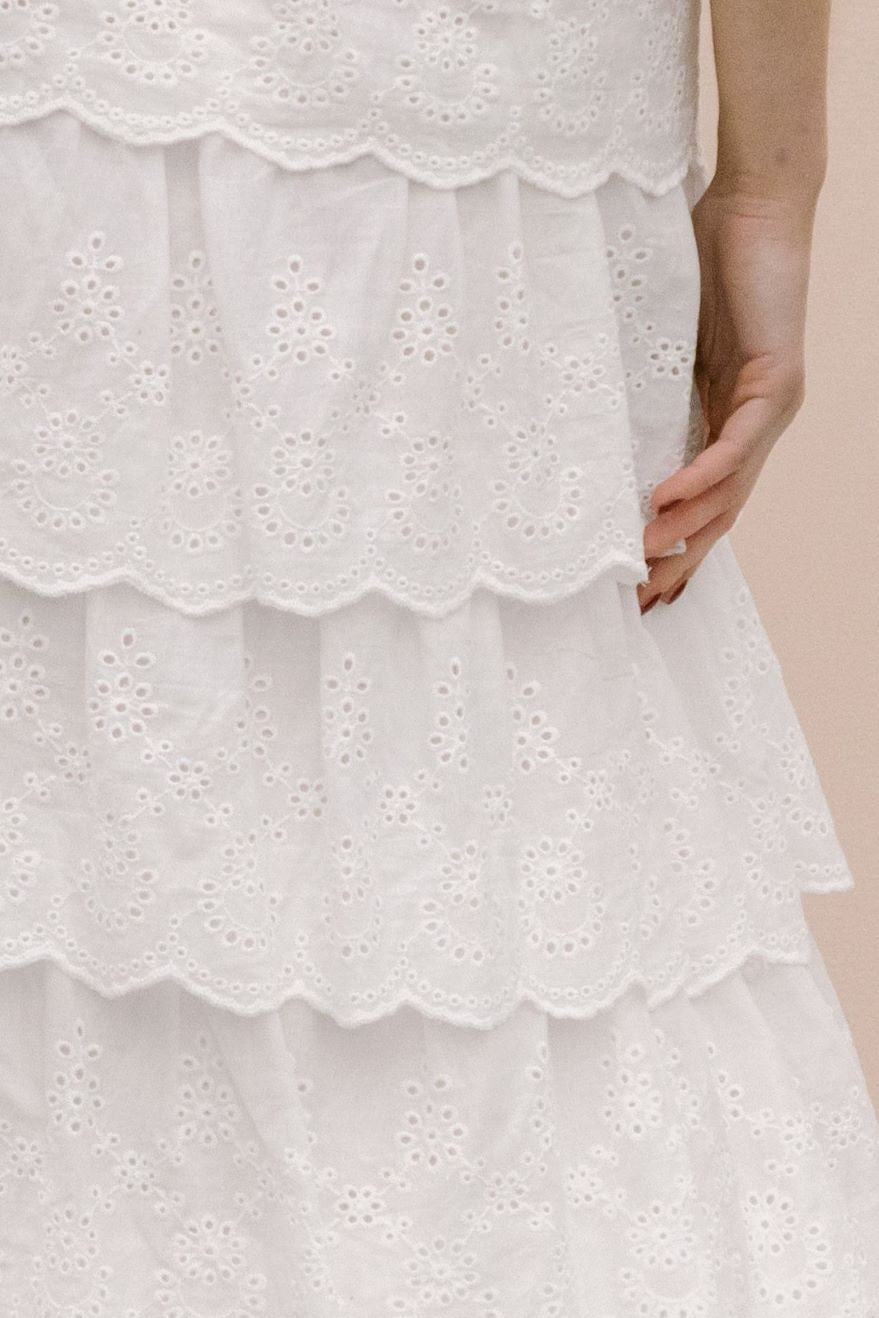 RUFFLED BRODERIE SKIRT