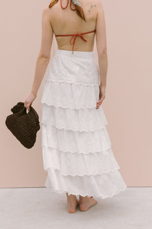 RUFFLED BRODERIE SKIRT