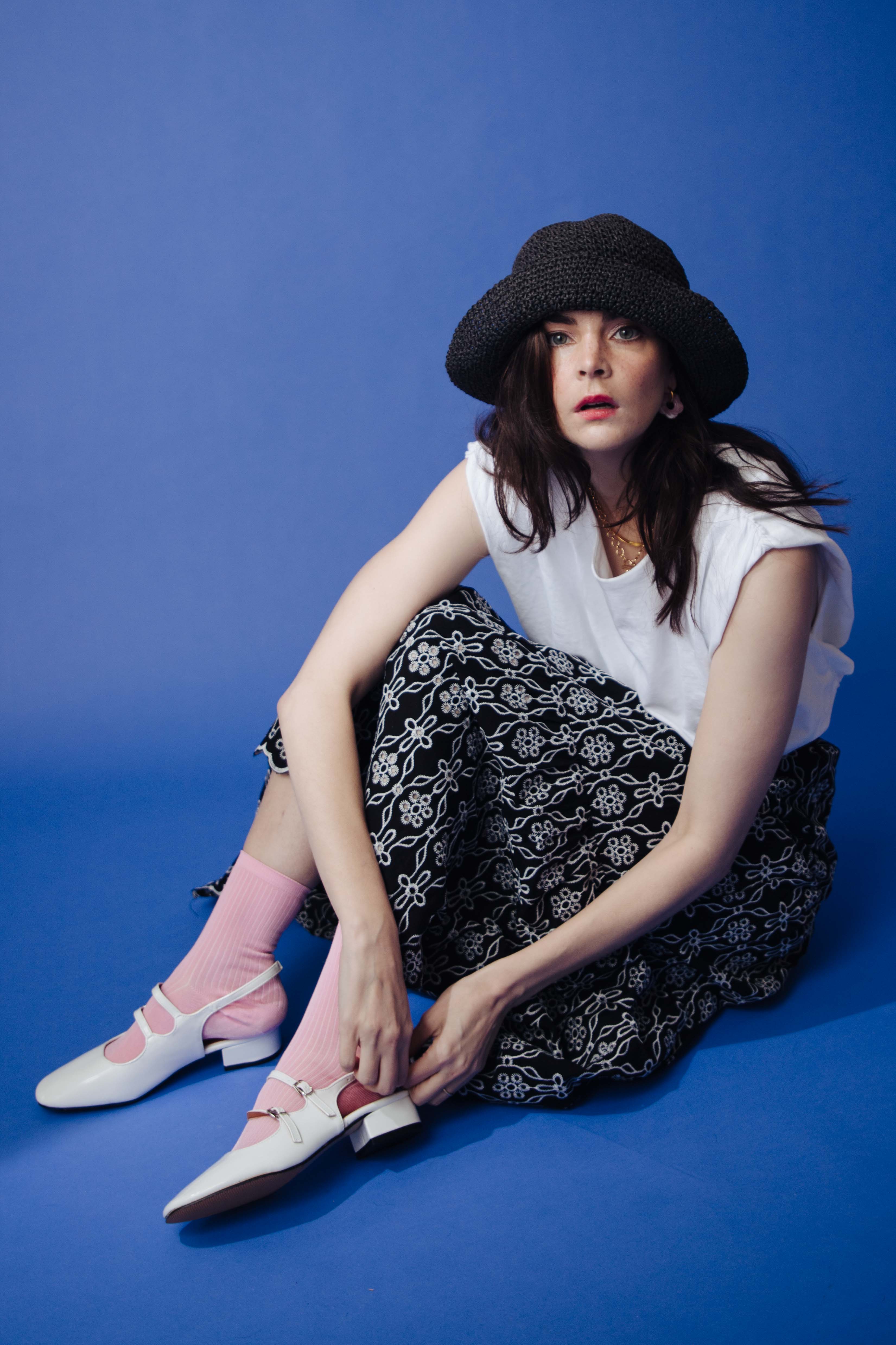 COTTON ANGLAISE MIDI SKIRT