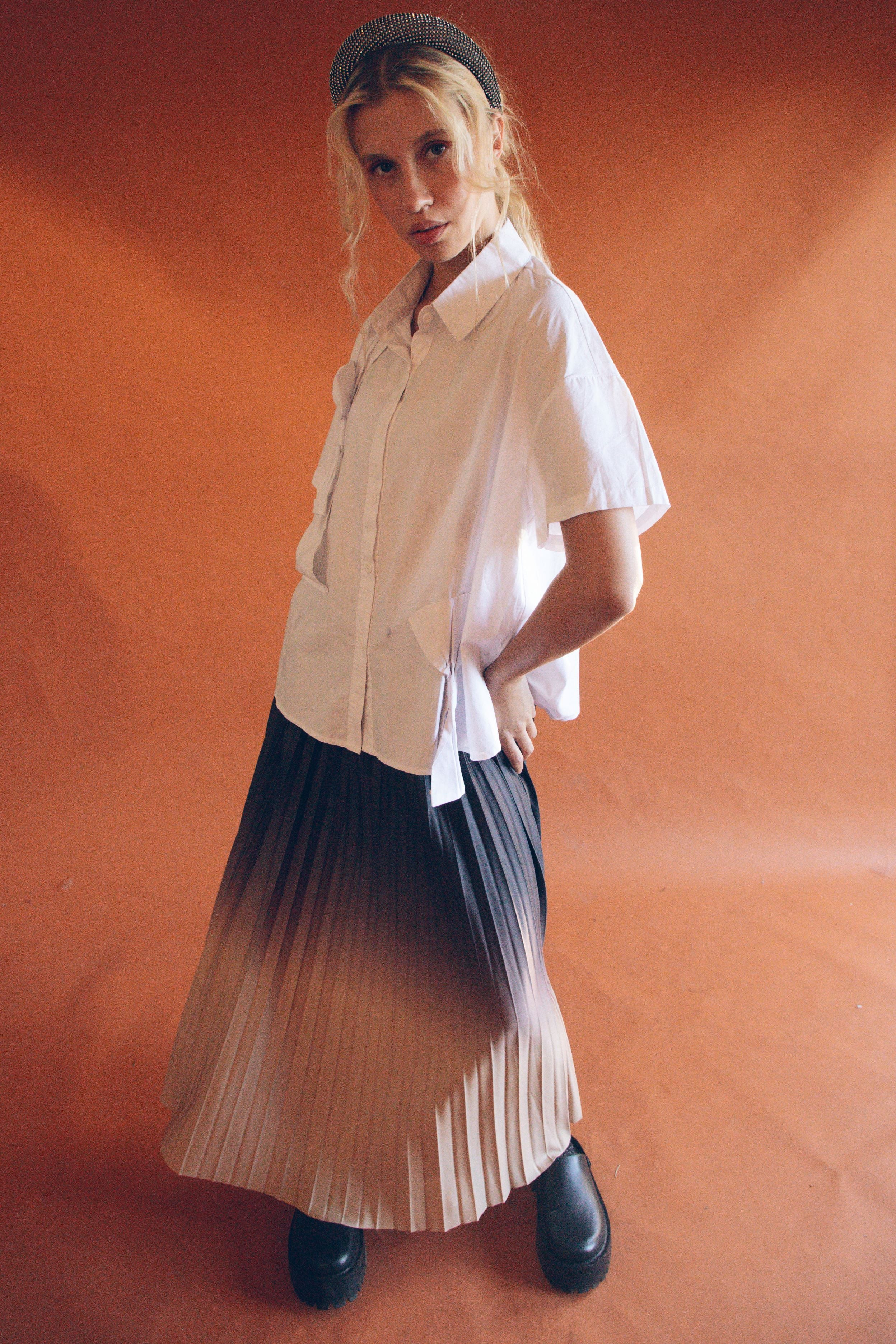 OMBRE PLEATED MAXI SKIRT