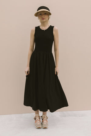 KNIT-WOVEN MIDI DRESS