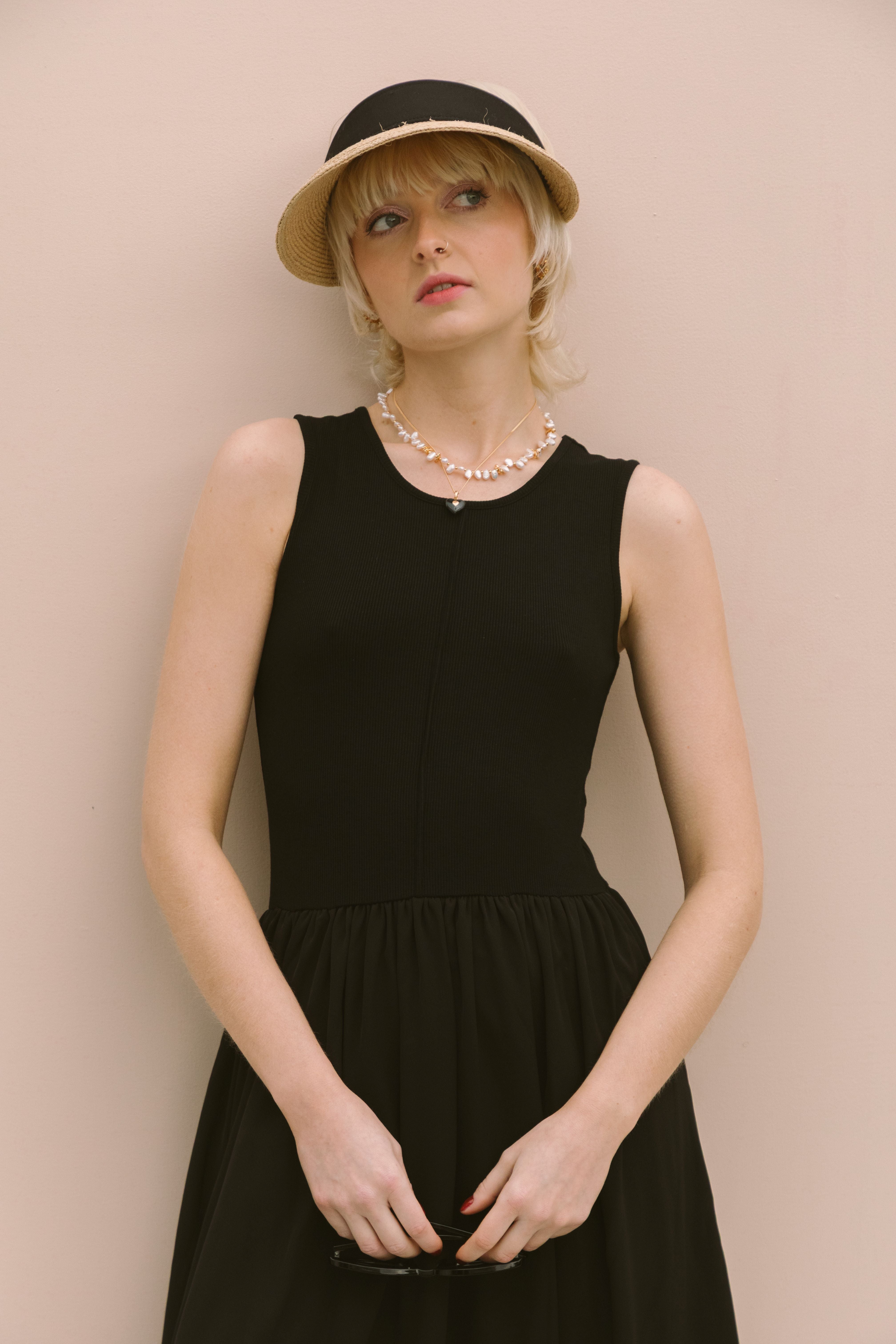 KNIT-WOVEN MIDI DRESS