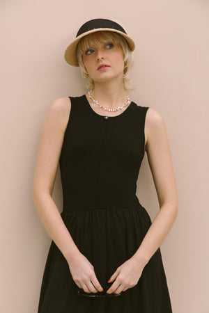 KNIT-WOVEN MIDI DRESS