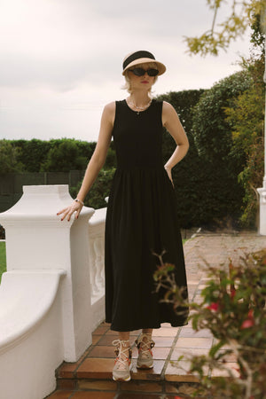 KNIT-WOVEN MIDI DRESS