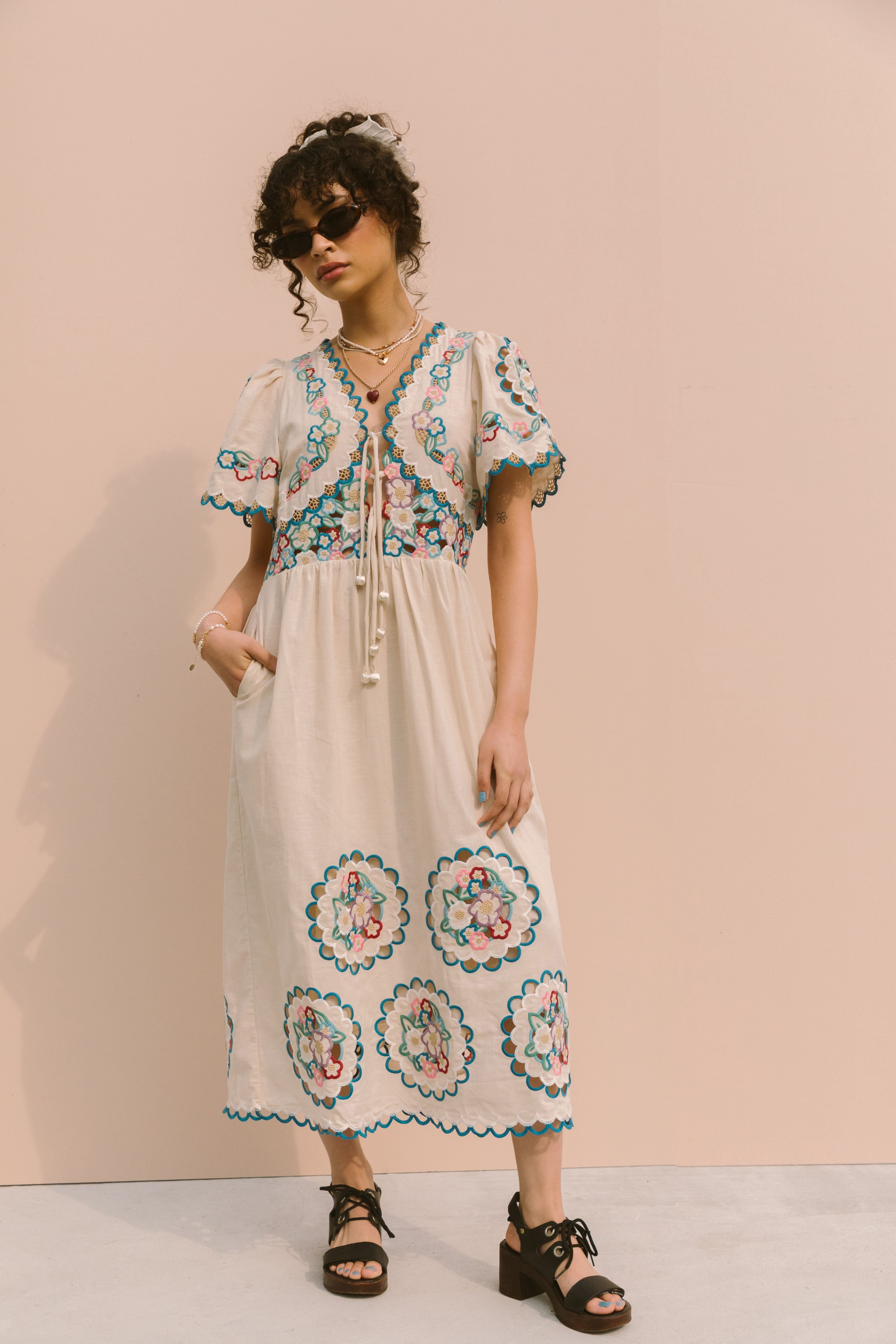 PREMIUM EMBROIDERED MIDI DRESS