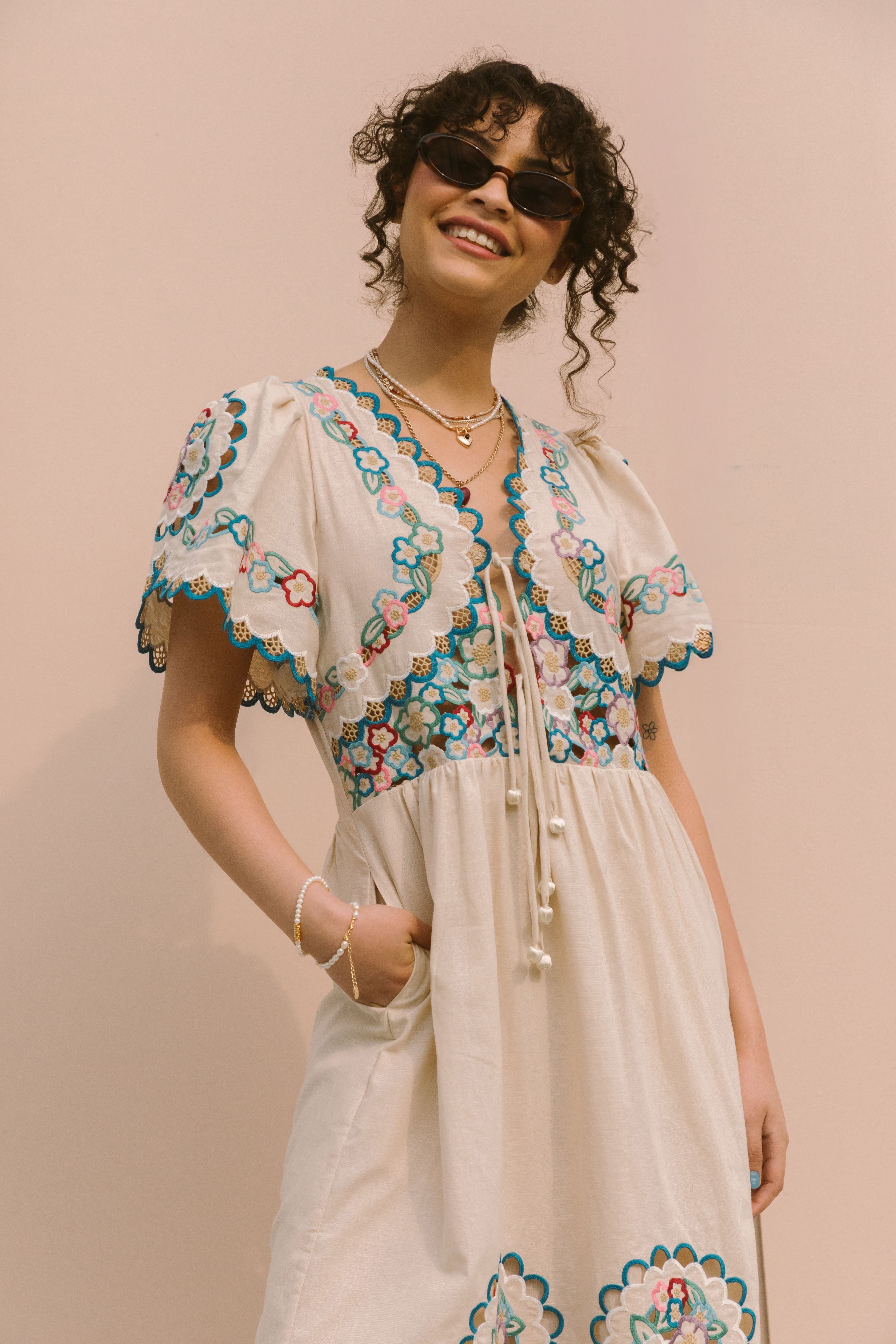 PREMIUM EMBROIDERED MIDI DRESS