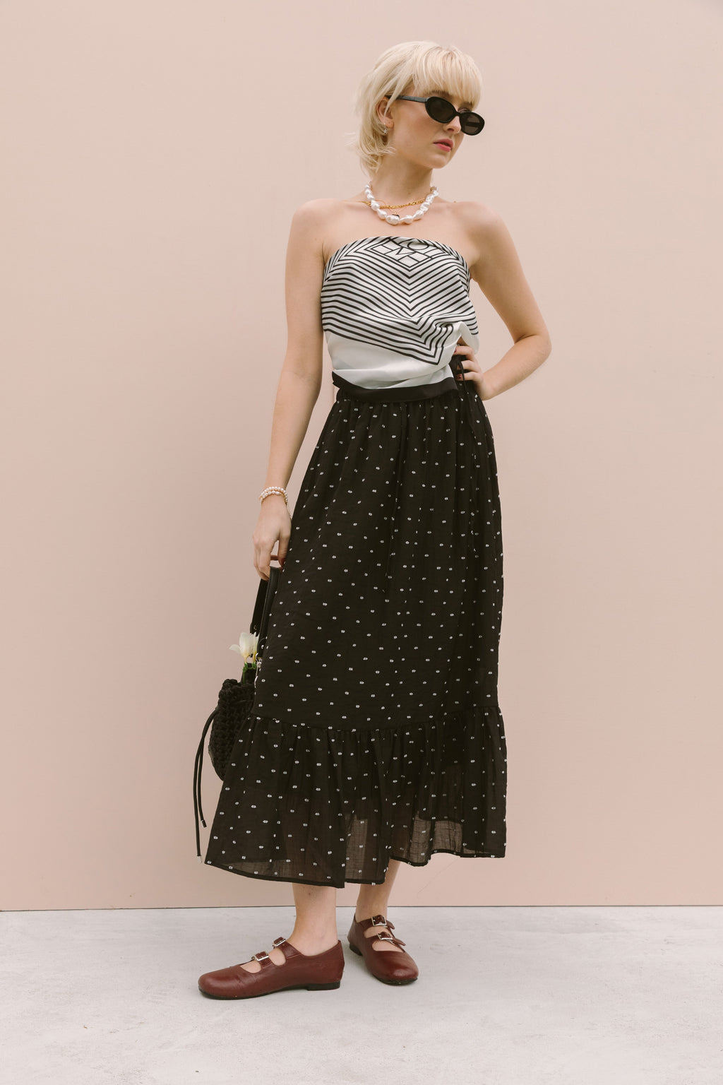 EMBROIDERED DOBBY SKIRT