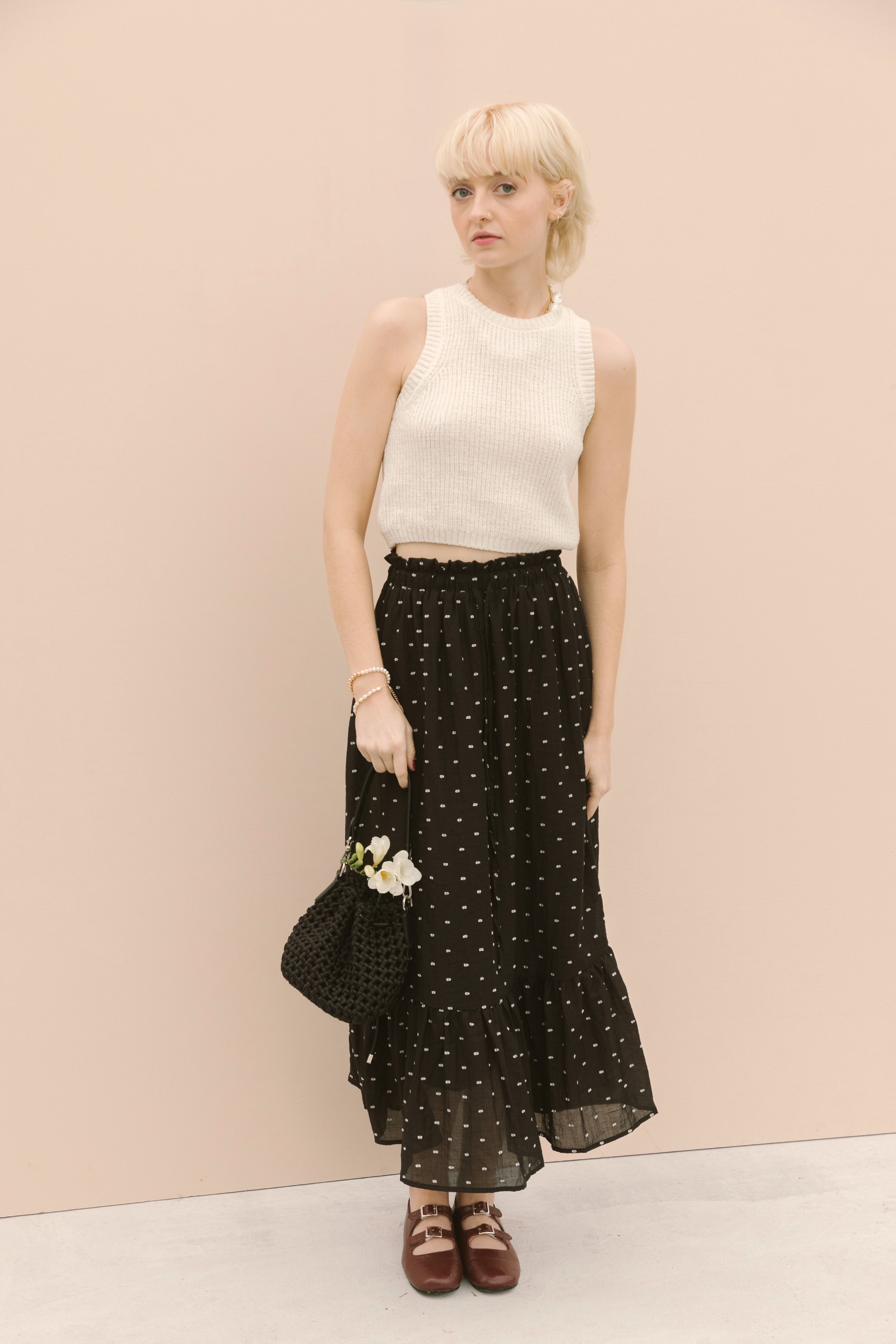 EMBROIDERED DOBBY SKIRT