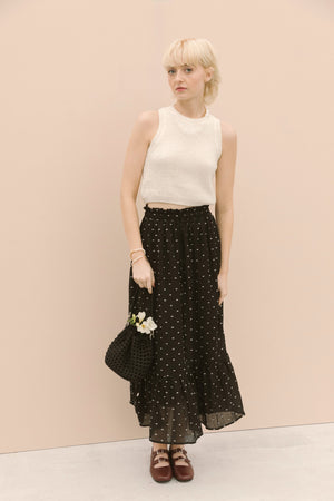 EMBROIDERED DOBBY SKIRT