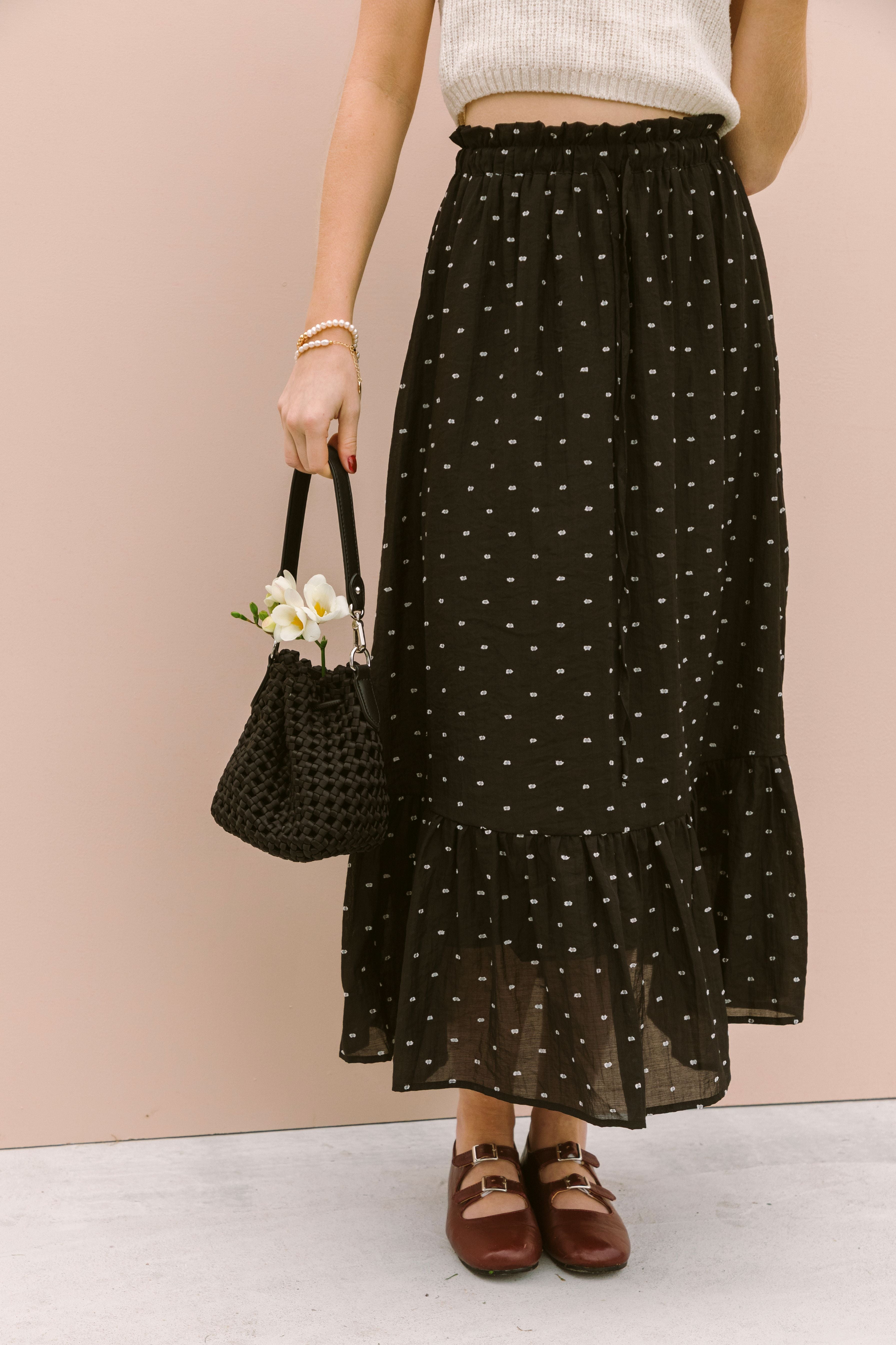 EMBROIDERED DOBBY SKIRT