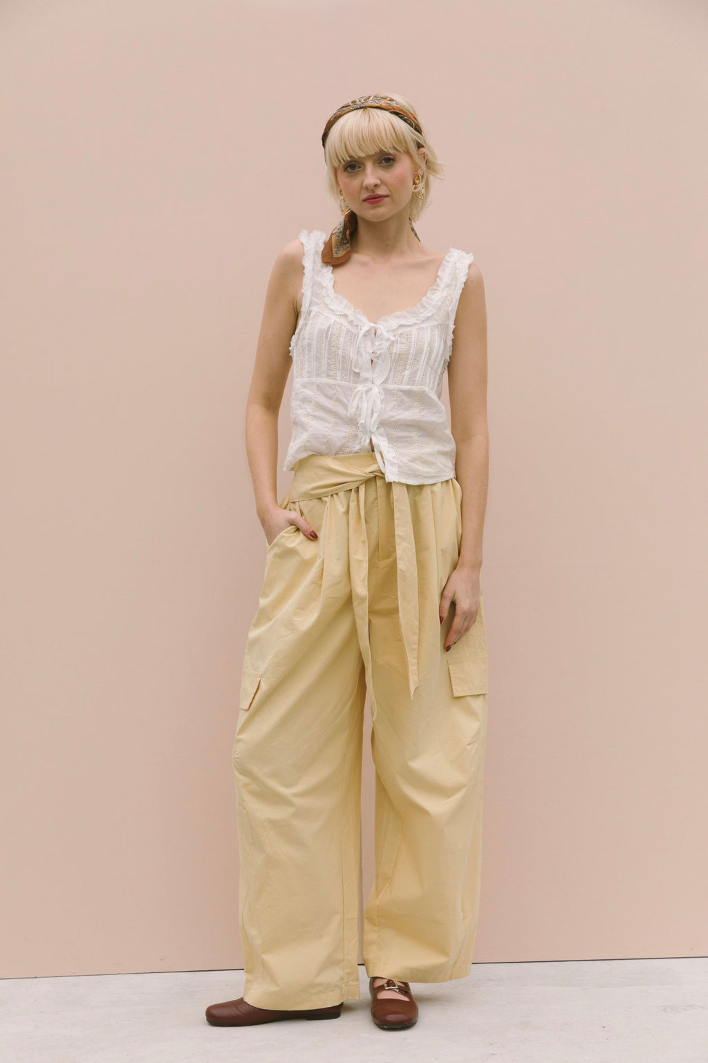 COTTON POPLIN CARGO PANTS