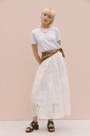 BRODERIE MIDI SKIRT