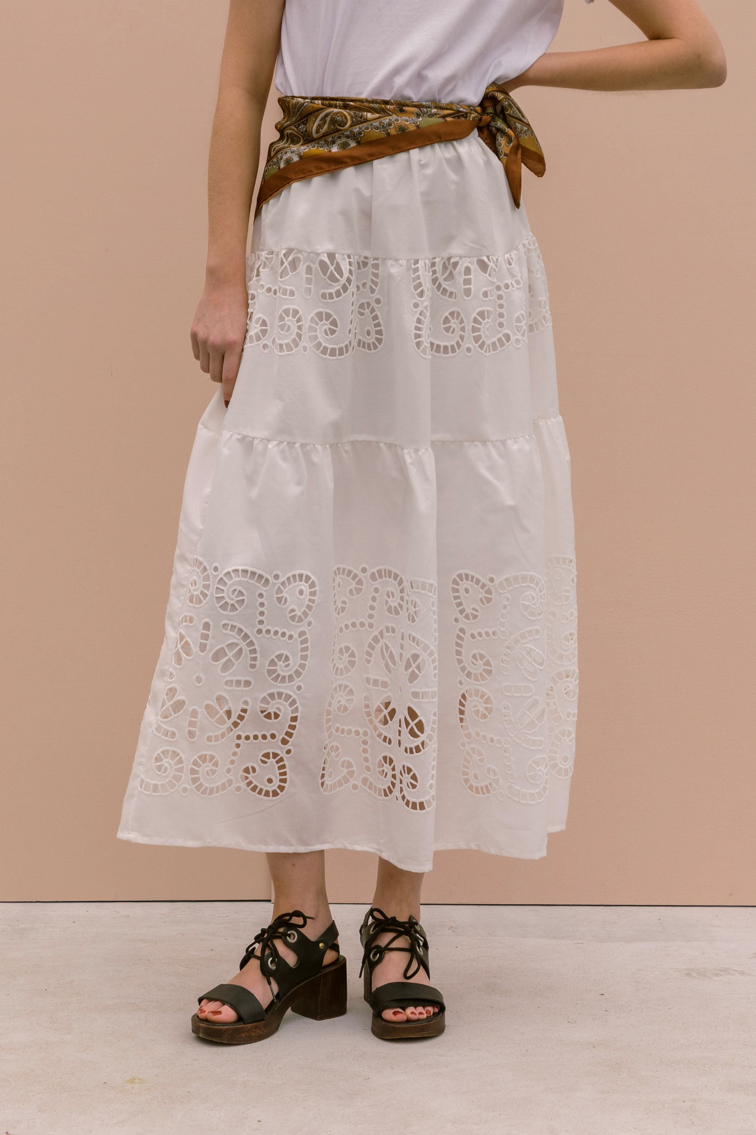 BRODERIE MIDI SKIRT
