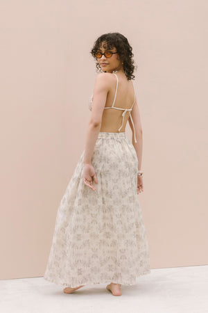 PRINTED VOILE SKIRT - MILK