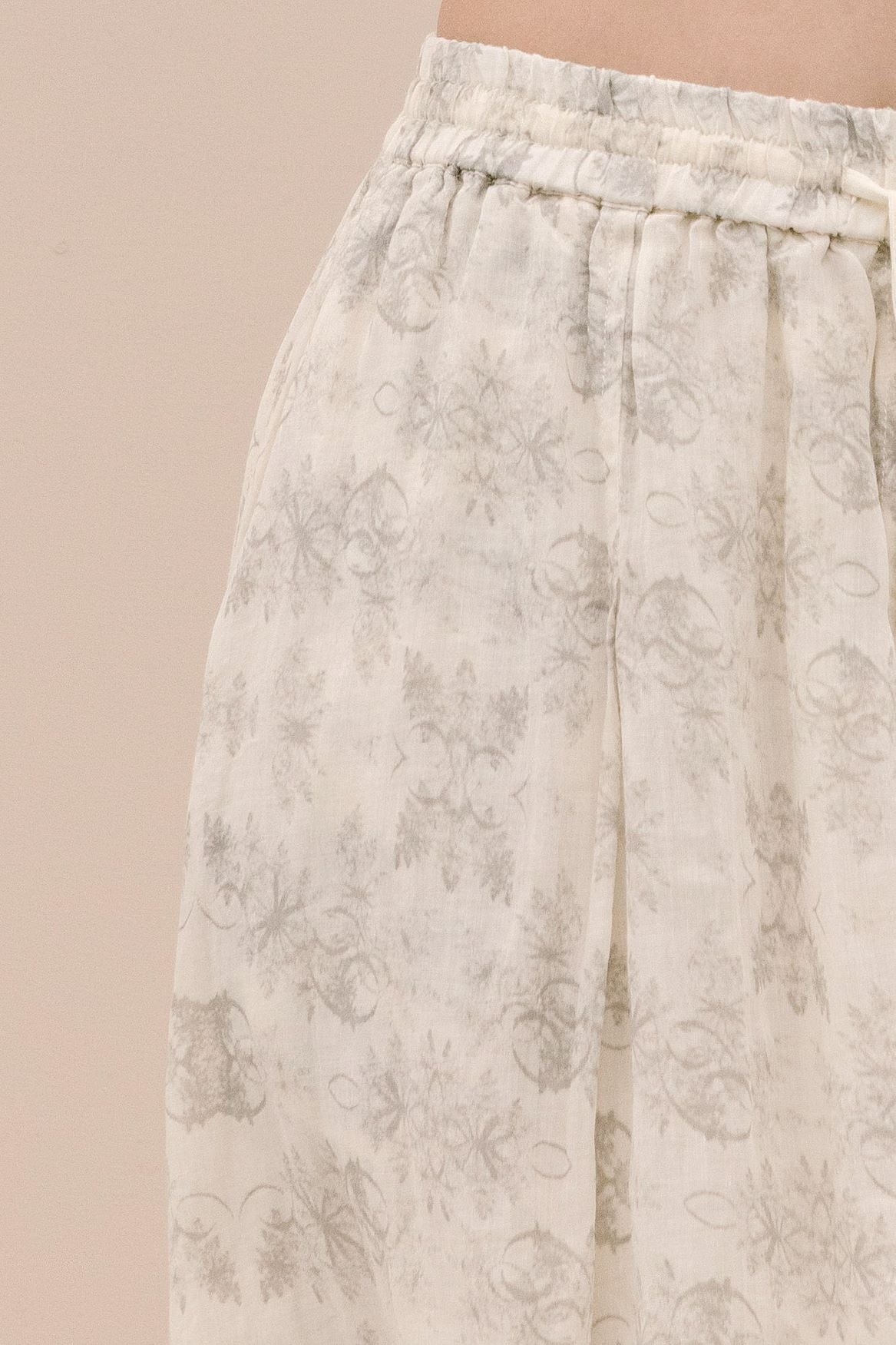 PRINTED VOILE SKIRT - MILK