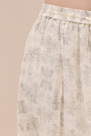 PRINTED VOILE SKIRT - MILK
