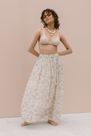 PRINTED VOILE SKIRT - MILK