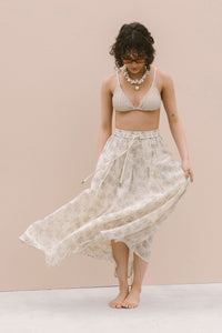 PRINTED VOILE SKIRT - MILK