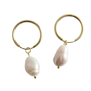 GOLD-PLATED FRESH-WATER PEARL EARRINGS