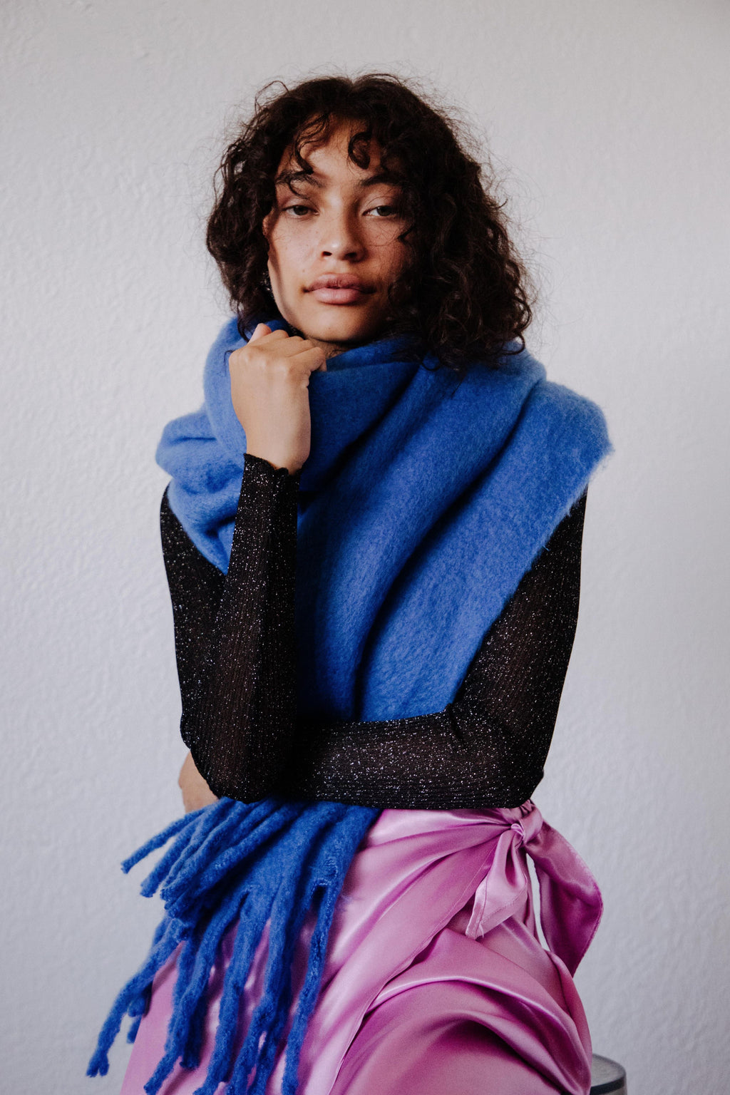 BLUE FRINGED SCARF