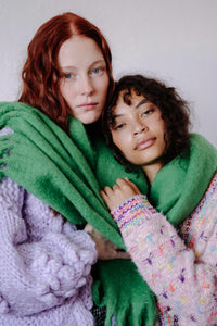 GREEN FRINGED SCARF