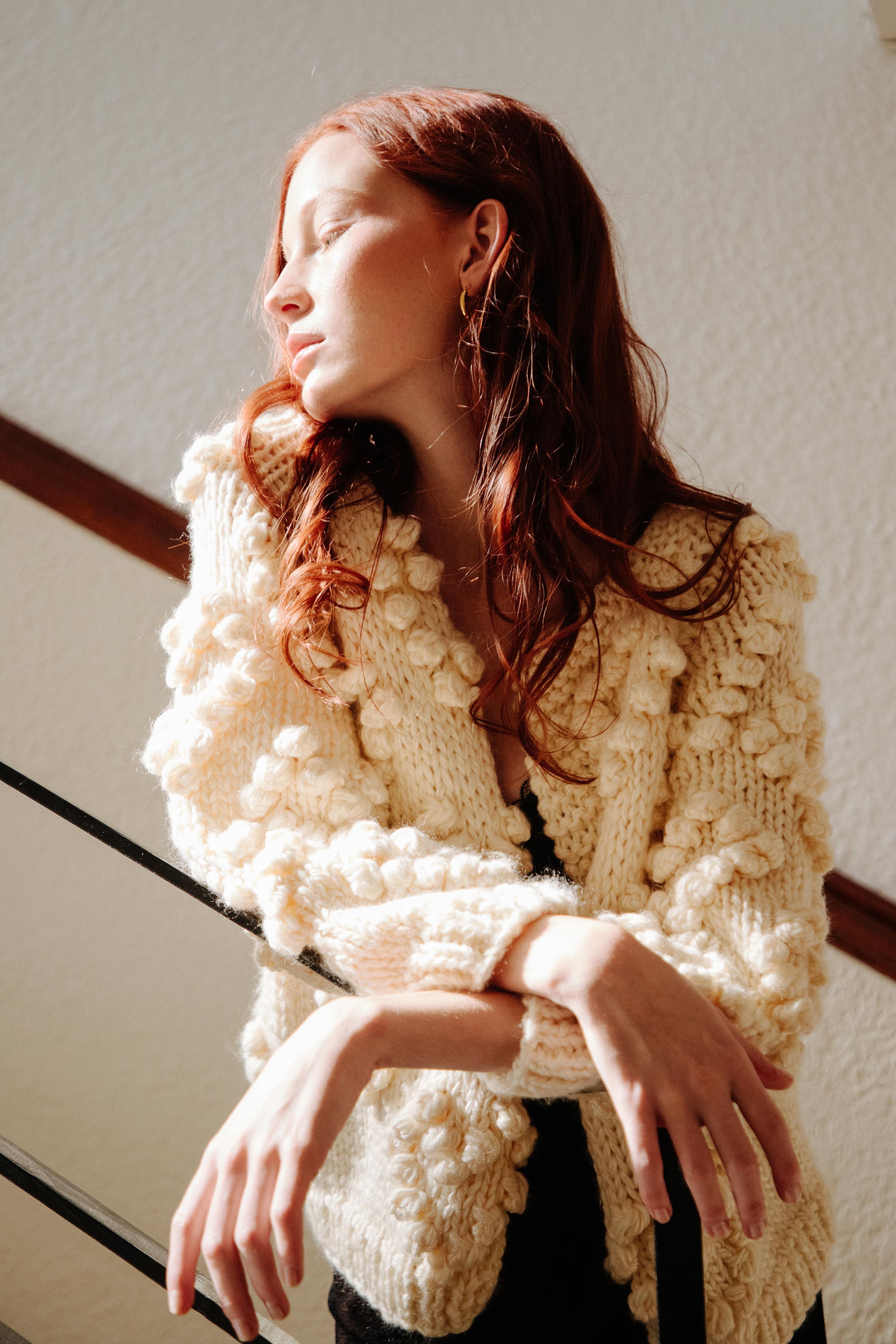 POMPOM CARDIGAN - CREAM