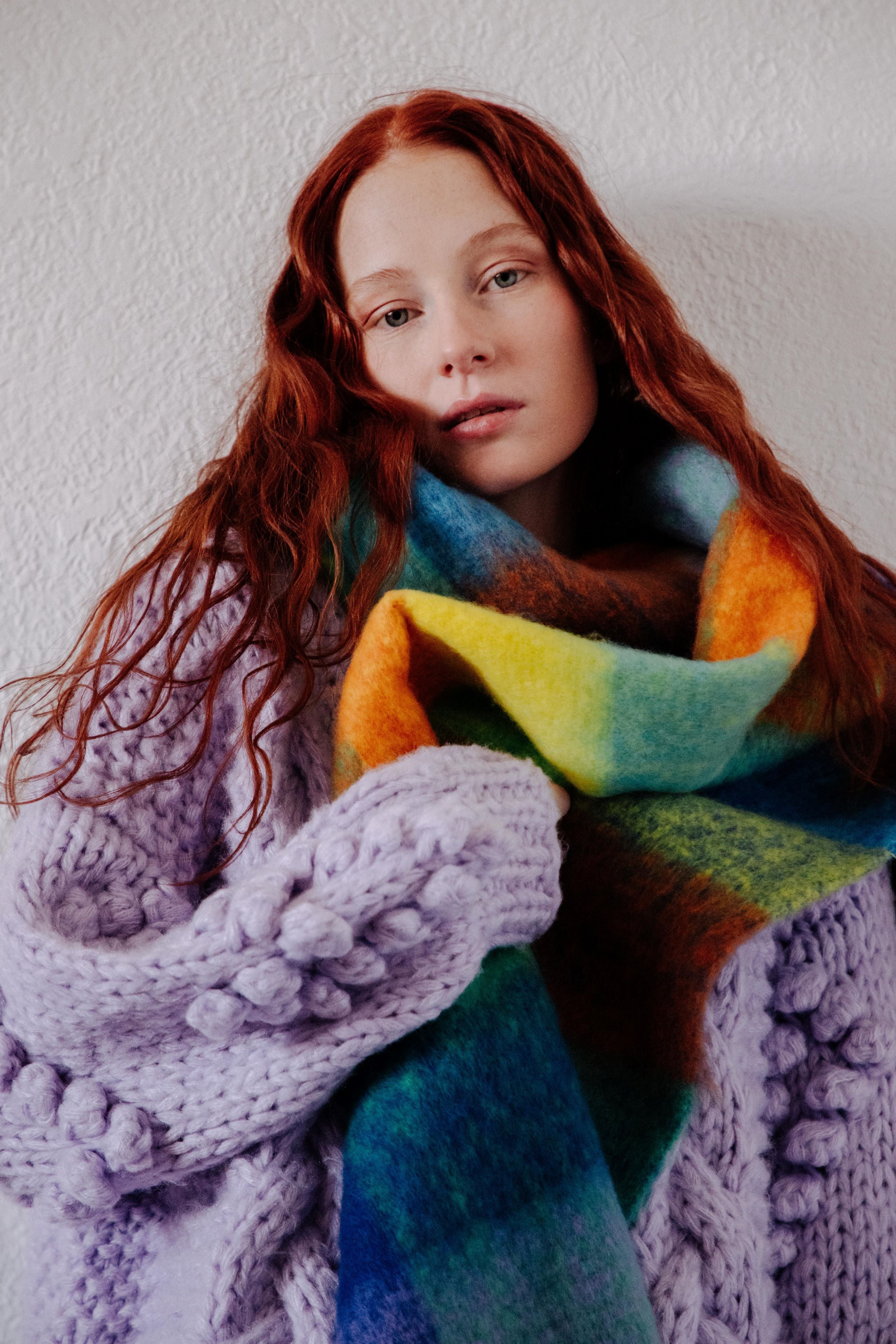 MULTI-COLOURED CHECK SCARF