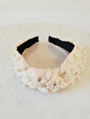 CREAM KNOTTED PEARL ALICE BAND