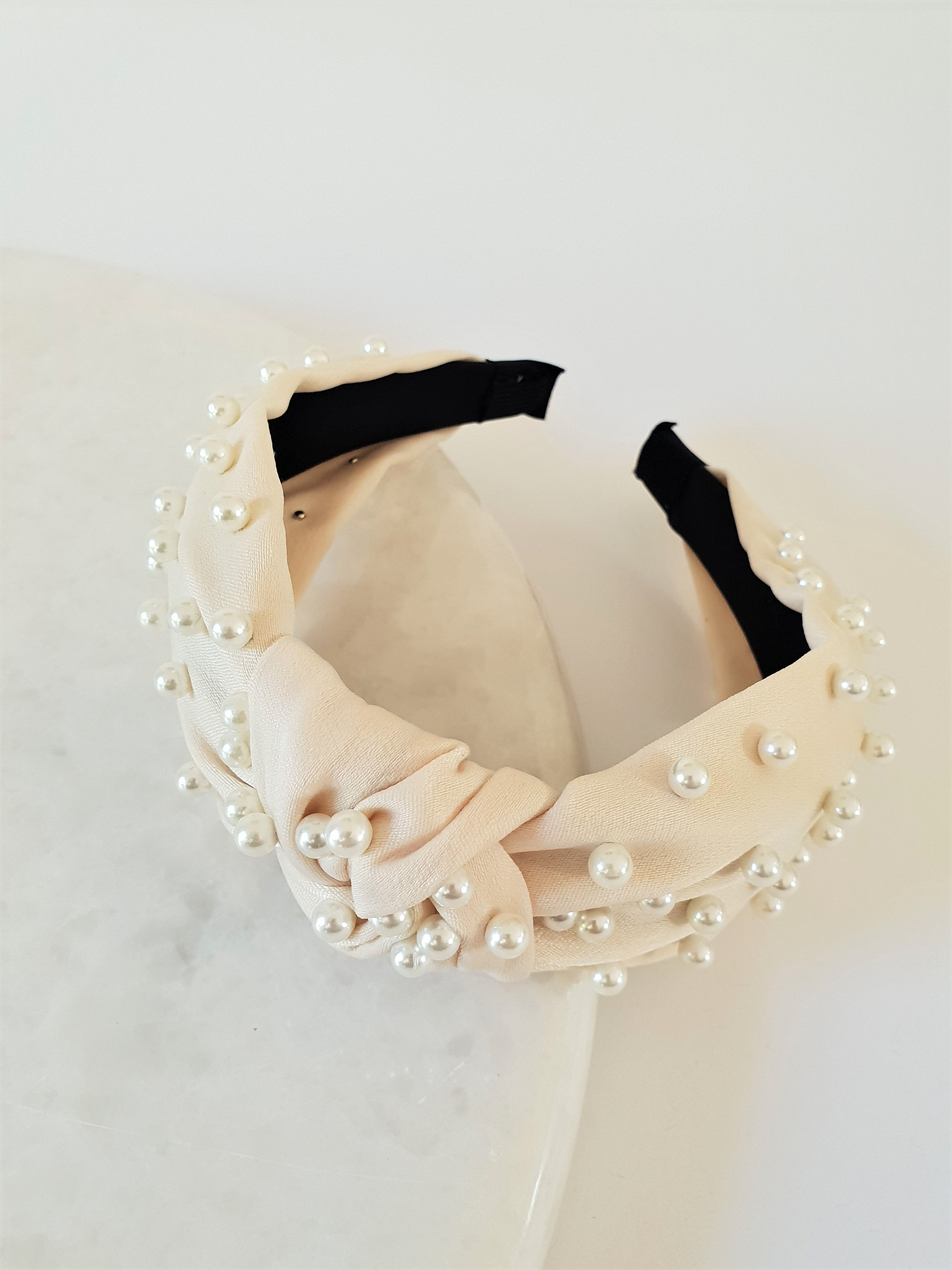 CREAM KNOTTED PEARL ALICE BAND