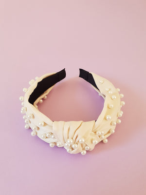 CREAM KNOTTED PEARL ALICE BAND