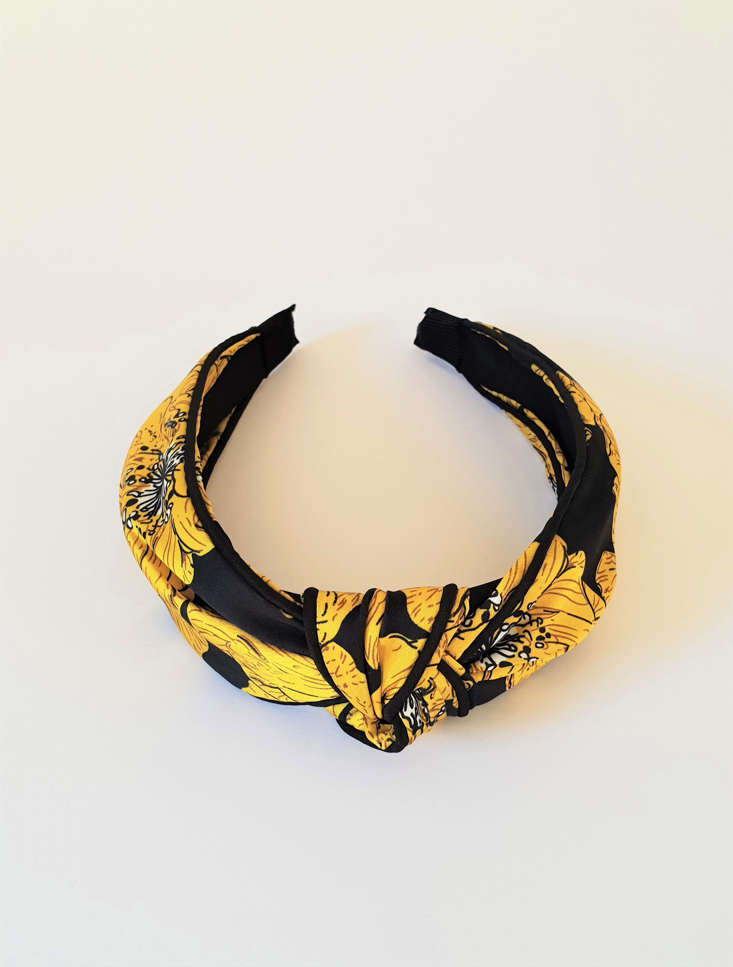 FLORAL SATIN KNOT ALICE BAND - YELLOW