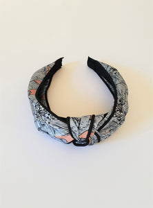 FLORAL SATIN KNOT ALICE BAND - MINK