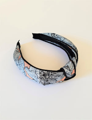 FLORAL SATIN KNOT ALICE BAND - MINK