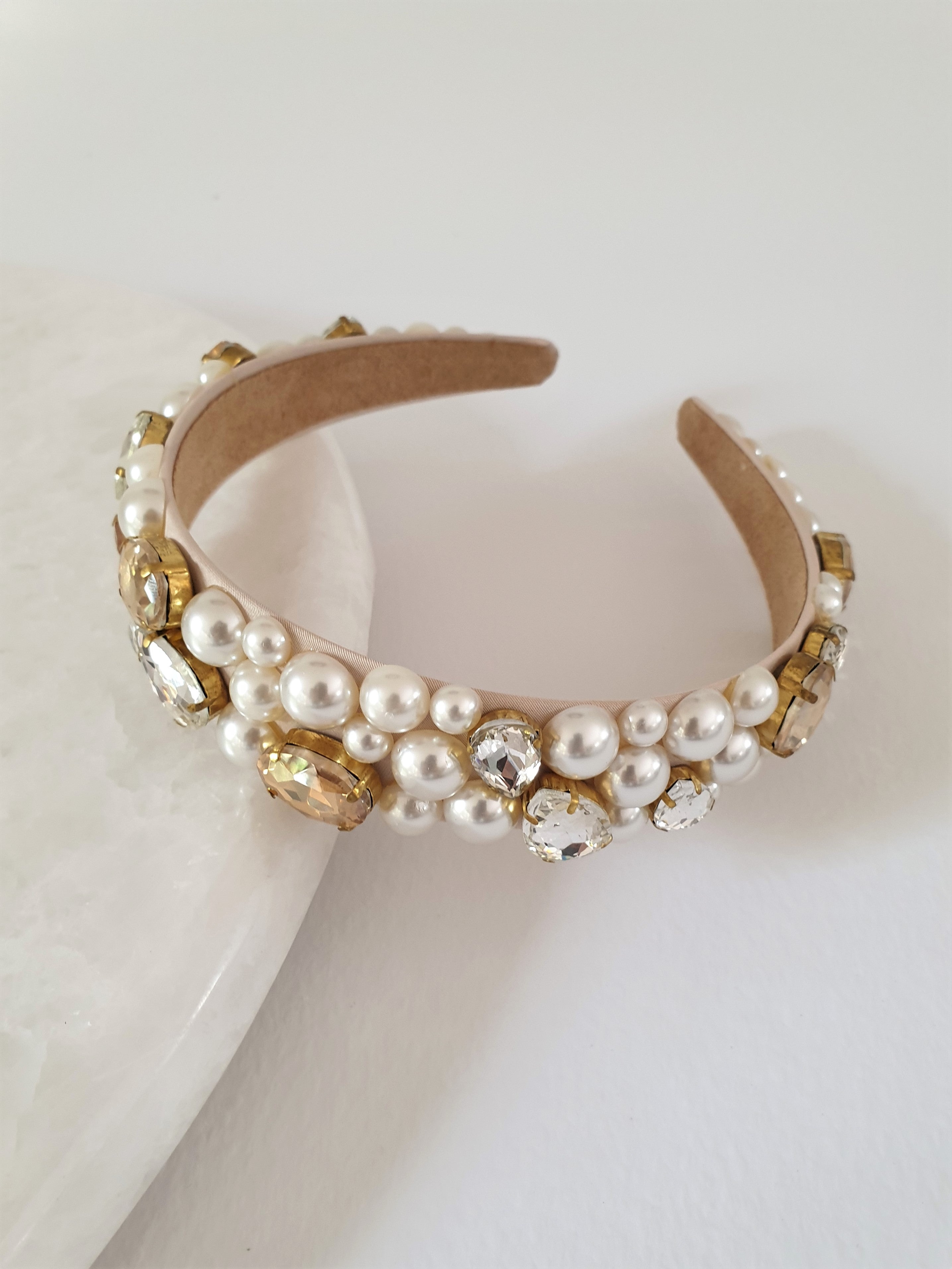 THE BLUSH OVER-SIZED PEARL AND CRYSTAL BAND