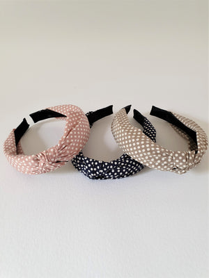 MINI POLKA-DOT KNOT BAND - MOCHA