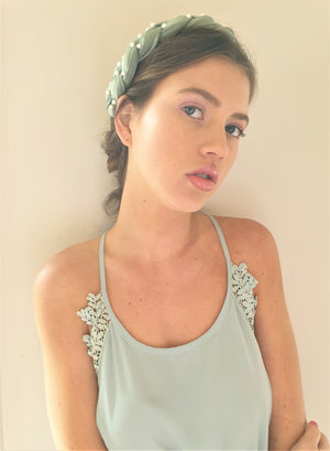 THE ZOE PLAITED BAND - SAGE GREEN