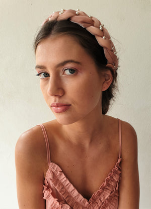 THE ZOE PLAITED BAND - DUSTY PINK
