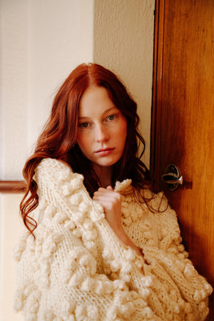 POMPOM CARDIGAN - CREAM