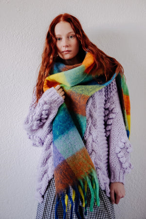 MULTI-COLOURED CHECK SCARF